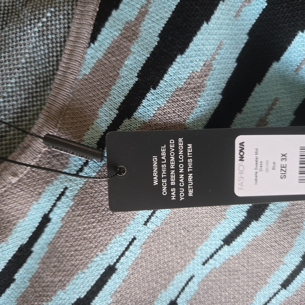 ❄️WINTER❄️Fashion Nova Ribbed Knit Midi Dress | Blue/Black | Size 3X | NWT - Picture 3 of 3